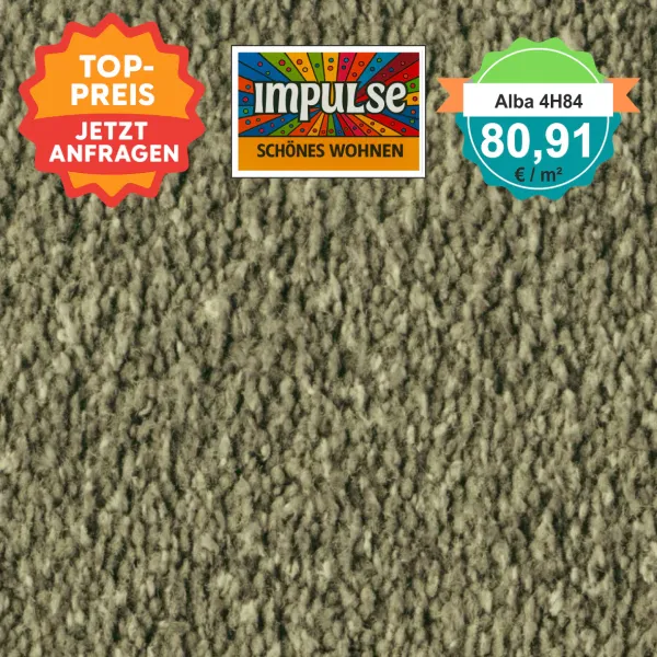 Vorwerk Alba 4H84 grün – Draufsicht Velours Teppichboden 4 m breit, 80,91 €/m²